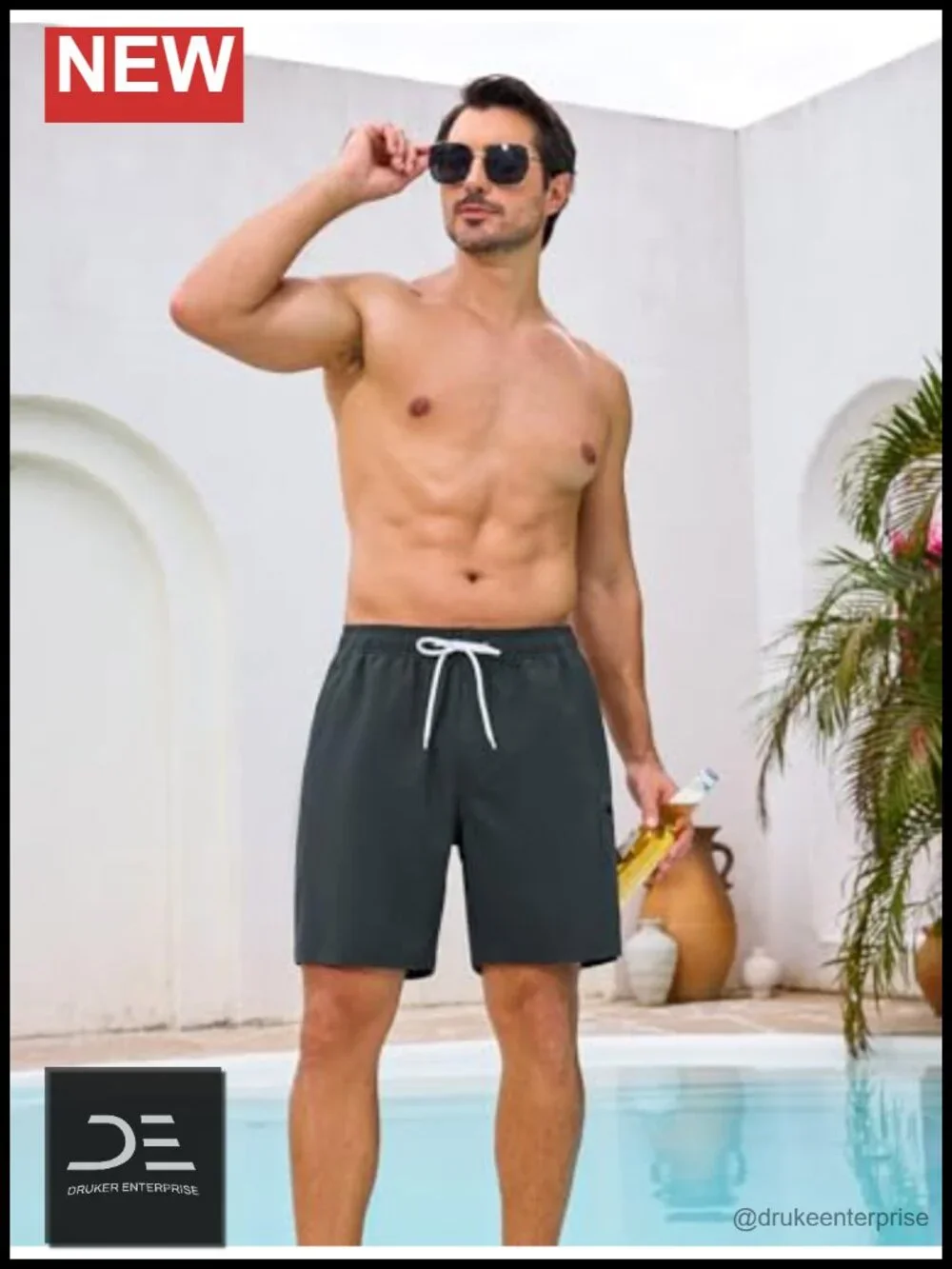 Quick Dry Swim Trunks with Compression Liner and Cargo Pockets